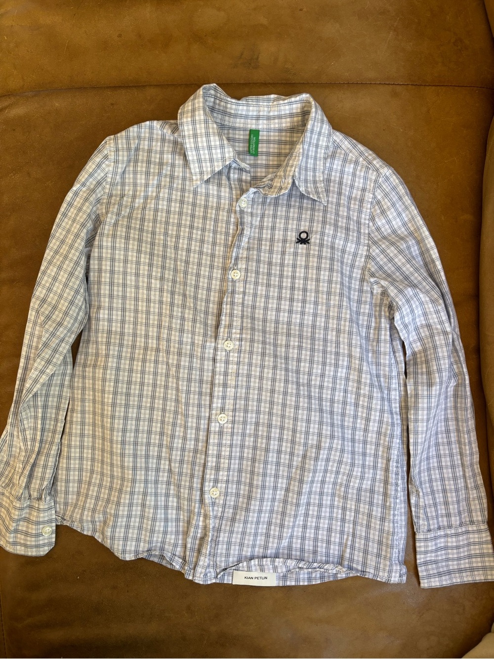United Colors Of Benetton Light Blue Plaid Button-Down Shirt